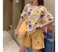 Yujun M-2 XL Oversize Disney Anime Winnie l'ourson Kawaii Pyjamas pour Femmes T-Shirt à Manches Courtes et Shorts Casual Home Wear Shorts Ensembles, Jaune