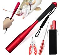 YUJUVI Accessoire Peche kit 3 Pcs Batte de Pêche en Aluminium Pince Peche Dégorgeoir Tueur de Poissons Outil de Pêche Materiel de Peche (Rouge)