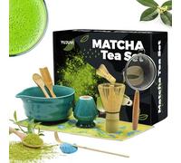 YUJUVI Matcha kit Matcha Whisk Set Accessoire de cérémonie du Matcha Japonais 9 pièces Bol Matcha avec Bec Fouet au Matcha Ouillère à Thé Kit de Fabrication de Thé (Bleu Magique kit)