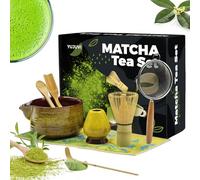 YUJUVI Matcha kit Matcha Whisk Set Accessoire de cérémonie du Matcha Japonais 9 pièces Bol Matcha avec Bec Fouet au Matcha Ouillère à Thé Kit de Fabrication de Thé (Or Magique kit)