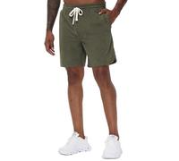 YuKaiChen Short d'été en velours côtelé pour homme avec taille élastique et poche zippée et fentes latérales, Vert kaki, 42