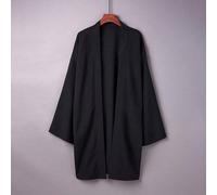 Yukata long inspiré du style hanfu japonais, robe mi-longue polyvalente de couleur unie, vêtement de cosplay, kimono printemps noir Taille UniqueTissu tissé