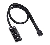 YUKERMARB Câble CPU 4 Broches, Adaptateur Hub PWM 4 Voies à Manchon Noir pour Ventilateurs de Boîtier d'ordinateur, Prend en Charge Le Contrôle de Vitesse pour Les Systèmes 3 Broches