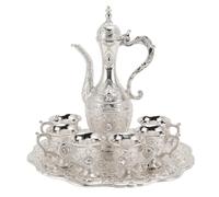 YUKERMARB Ensemble de Verres à Vin en Alliage, Carafe à Vin Argentée Vintage, Pot Décoratif Exquis pour Fête à Domicile et Mariage, Vaisselle en Métal élégante (#2)