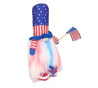 YUKERMARB Lutin de Jardin Debout sans Visage avec Lumière, 115g (Souliers | Conception de corps de chapeau patriotique, Texture en plastique floqué, lueur nocturne douce, décor d\'étagère du jour de