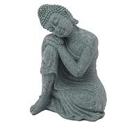 YUKERMARB Statue Bouddha Grès Vert, Sculpture Grès Vert, Figurine, Ornement Assis Bouddhiste, Décoration Méditation avec Beau Travail pour Chambre Bureau (7135K-05)