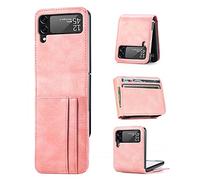 YukeTop Housse étui pour Samsung Galaxy Z Flip 4 Coque, Cuir + PC, Anti-Chute, Plusieurs Emplacements pour Cartes, Protection Tout Compris Étui Cover pour Samsung Galaxy Z Flip 4.(Or Rose)