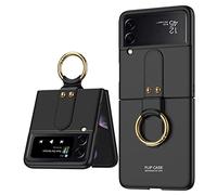 YukeTop Housse étui pour Samsung Galaxy Z Flip 4 Coque, Rigide PC, avec Support de Bague, Anti-Chute, Antichoc, Étui Cover pour Samsung Galaxy Z Flip 4.Noir