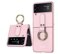 YukeTop Housse étui pour Samsung Galaxy Z Flip 4 Coque, Rigide PC, avec Support de Bague, Anti-Chute, Antichoc, Étui Cover pour Samsung Galaxy Z Flip 4.Rose