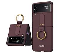 YukeTop Housse étui pour Samsung Galaxy Z Flip 4 Coque, Rigide PC, avec Support de Bague, Anti-Chute, Antichoc, Étui Cover pour Samsung Galaxy Z Flip 4.Bordeaux