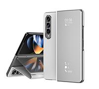 YukeTop Housse étui pour Samsung Galaxy Z Fold 4 Coque, Mirror Case Anti-Rayures Anti-Choc Housse de Protection Clear View Cover, Étui Cover pour Samsung Galaxy Z Fold 4.(Argent)