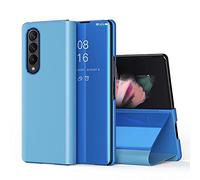 YukeTop Housse étui pour Samsung Galaxy Z Fold 4 Coque, Mirror Case Anti-Rayures Anti-Choc Housse de Protection Clear View Cover, Étui Cover pour Samsung Galaxy Z Fold 4.(Bleu)