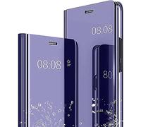 YukeTop Housse étui pour Xiaomi 11T/Xiaomi 11T Pro Coque, Mirror Case Anti-Rayures Anti-Choc Housse de Protection Clear View Cover, Étui Cover pour Xiaomi 11T/Xiaomi 11T Pro.(Mauve)