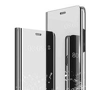 YukeTop Housse étui pour Xiaomi Redmi Note 11 Coque, Mirror Case Anti-Rayures Anti-Choc Housse de Protection Clear View Cover, Étui Cover pour Xiaomi Redmi Note 11.(Argent)