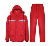 Yukirtiq Combinaison de Pluie Imperméable à Capuche Extérieur Homme Ensemble Veste et Pantalon Imperméables 2 Pièces Manteau Vêtements de Pluie, Rouge, S