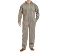 Yukirtiq Combinaison de Travail Homme Femme Multipoche Bleu de Travail Mécaniciens Salopette de Travail Combinaison Cote de Travail à Capuche, Kaki, L