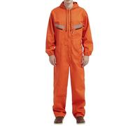 Yukirtiq Combinaison de Travail pour Homme Réfléchissantes Bleu de Travail Multipoche Salopette de Travail Ensembles Costume de Chaufferie avec Capuche, Orange, L