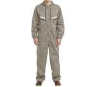 Yukirtiq Combinaison de Travail pour Homme Réfléchissantes Bleu de Travail Multipoche Salopette de Travail Ensembles Costume de Chaufferie avec Capuche, Kaki, L