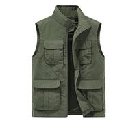 Yukirtiq Gilet de Pêche pour Homme Respirant Veste Sans Manches de Chasse Gilet de Journaliste à Séchage Rapide Léger Gilet Multi-Poches d'été Randonnée, Vert, M
