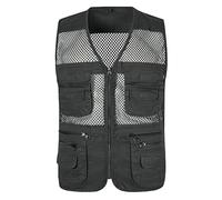 Yukirtiq gilet Veste de Pêche Sans Manches Multipoches Zippé Séchage Rapide gilet Camping Pêche Chasse, Vert Foncé, L