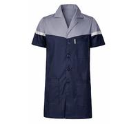 Yukirtiq Homme Blouse de Laboratoire Manches courtes Blouse de Travail Léger Blouse d'Atelier Respirant Bleu de Travail d'été Polycoton Veste de Travail, Gris foncé+Bleu, M