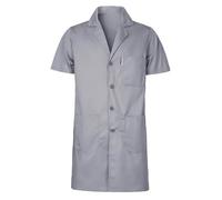 Yukirtiq Homme Blouse de Laboratoire Manches courtes Blouse de Travail Léger Blouse d'Atelier Respirant Bleu de Travail d'été Polycoton Veste de Travail, Gris, M