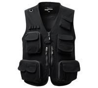 Yukirtiq Homme Gilet de Pêche Multipoches Veste Sans Manches de Travail Journaliste Gilet de Chasse Reporter