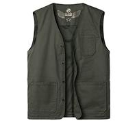 Yukirtiq Hommes Gilet de Pêche Léger Gilet de Sport Respirant Coton Gilets de Plein Air Veste sans Manches Gilet de Photographie Journaliste Chasse Loisirs, Vert, 3XL