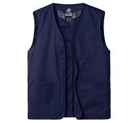 Yukirtiq Hommes Gilet de Pêche Léger Gilet de Sport Respirant Coton Gilets de Plein Air Veste sans Manches Gilet de Photographie Journaliste Chasse Loisirs, Bleu, L