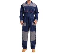 Yukirtiq Salopette de travail pour homme Multi Poches Garage Combinaison de travail Fermeture éclair Combinaison de travail en une pièce Vêtement de travail pour mécanicien, bleu marine, X-Large