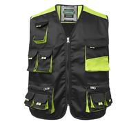 Yukirtiq Veste de travail pour homme multi-poches, veste de travail à fermeture éclair complète sans manches, gilet utilitaire pour travail, gilet de charpentier, peintre, gilet de garage, Noir , 3XL