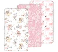 Yukkidds Drap Housse 60x120 cm pour Lit Bébé et Enfant | En Microfibre, Ultra-doux, Confortable et Respirant, Lot de 3, Fée Rose