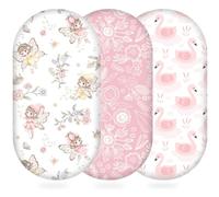 Yukkidds Drap Housse Berceau 40x80 cm pour Couffin et Nacelle Bébé | En Microfibre, Ultra-doux, Confortable et Respirant, Lot de 3, Fée Rose