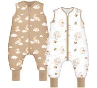 Yukkidds Gigoteuse à Pied Bébé Tog 1.5, Turbulette Coton Hiver 4-6 Ans | Gigoteuse avec Jambes Toutes Saisons, Doux, Chaud et Respirant, Pour Tout-petits Garçon Fille, Lot de 2, Ballon Marron