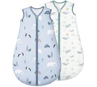 Yukkidds Gigoteuse Bébé Hiver 1.5 TOG en Coton Doux, Turbulette Chaude avec Fermeture Éclair, Lot de 2, pour Nouveau-né Garçons Filles 12-18 Mois Dauphin Bleu