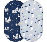 Yukkidds Lot de 2 Drap Housse Cododo 41x81 cm Microfibre Ultra-Douce et Respirante Draps Ajustables et Lavables pour Cododo, Berceau, Couffin ou Nacelle Bleu foncé