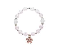Yuko B - Bracelet En Perles Pivoine Rose - Bracelet Enfant avec Charm - Bijoux pour Fille