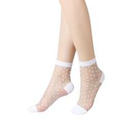 Yuko B. - Chaussettes en Voile élégantes pour Femme - Transparent - Ultra résistante et confortable - Plumeti - Blanc - Lavable en machine - Idéal pour baskets, talons hauts