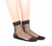 Yuko B. Shine Parme Chaussettes, Noir, 36-41 Women's