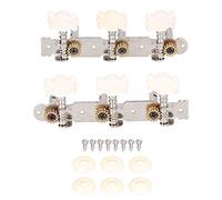 YUKOFE Chevilles de réglage de Guitare, têtes de Machine chromées, Double Trous Gauche Droite, accordeurs 3 en Ligne pour Guitares Folk Classiques, Chevilles de Cordes, poignée en