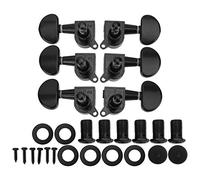 YUKOFE Cordes Tuning Pegs Premium Locking Tuners 3 Gauche 3 Droite Ensemble pour Guitare Électrique et Guitare Acoustique Métal Chromé Noir 6 Pack