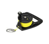 YUKOFE Moulinet de plongée sous-Marine Moulinet de pêche de plongée avec Crochet d'arrêt de Pouce pour la plongée en apnée Sports Nautiques sous-Marins 46 m Fil Jaune en Nylon tissé (Black Wheel)