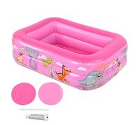 YUKOFE Piscine Gonflable pour Enfants, pataugeoire à Usage Domestique pour Enfants, Baignoire carrée de Grande Taille (Pink)
