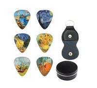 YUKQEYLE Mediator Guitare Electrique Dans Une Boîte,12 Pièces Guitar Médiators Portable,Porte Clés de Plectre en Cuir, Plectre Guitare Acoustique,Divers Celluloïd Guitare-B