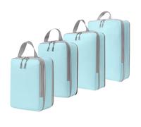 YUKQEYLE Organisateur Valise Compressible,4 Pièces Packing Cubes Respirant,Sac de Rangement Voyage,Organiseurs de bagage,Sac à Chaussures,Sac de Maquillage,d'Affaires,Famille-Bleu