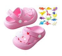 YUKQEYLE Sabots et Mules Enfants 12 Pcs Charmes de Chaussure Ensembles Été Fille Sabot Jardin Clog Antidérapant Unisexe Sabots Pantoufles Chaussures Garçon Sandales de Plage(25-26EU-Rose)