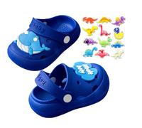 YUKQEYLE Sabots et Mules Enfants 12 Pcs Charmes de Chaussure Ensembles Été Fille Sabot Jardin Clog Antidérapant Unisexe Sabots Pantoufles Chaussures Garçon Sandales de Plage(25-26EU-Bleu)