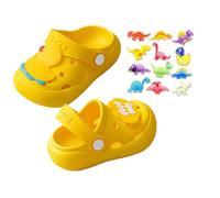 YUKQEYLE Sabots et Mules Enfants 12 Pcs Charmes de Chaussure Ensembles Été Fille Sabot Jardin Clog Antidérapant Unisexe Sabots Pantoufles Chaussures Garçon Sandales de Plage(25-26EU-Jaune)
