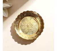 Yuktha Eternals Petite assiette en laiton | 10 cm | Pooja Thali | Motif floral gravé | Idéal pour Puja/Prasad/Dia | Assiette Mandir | Diamètre fabriqué à la main