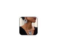 Yukymui Ensemble collier et boucles d'oreilles en acrylique noir et blanc - Imprimé zèbre ovale - Tendance - Rotundité - Deux tons - Boucles d'oreilles pendantes - Style bohème - Bijoux légers en